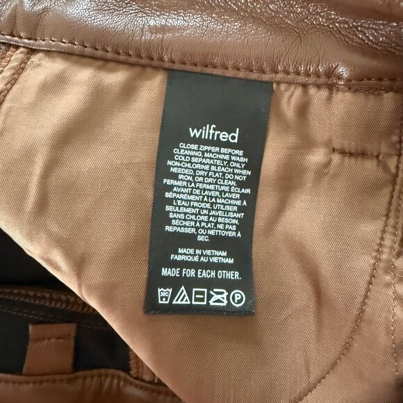 NWOT Aritzia WILFRED Melina Cognac Brown Vegan Leather Trousers Pants Size 6 - Picture 12 of 13